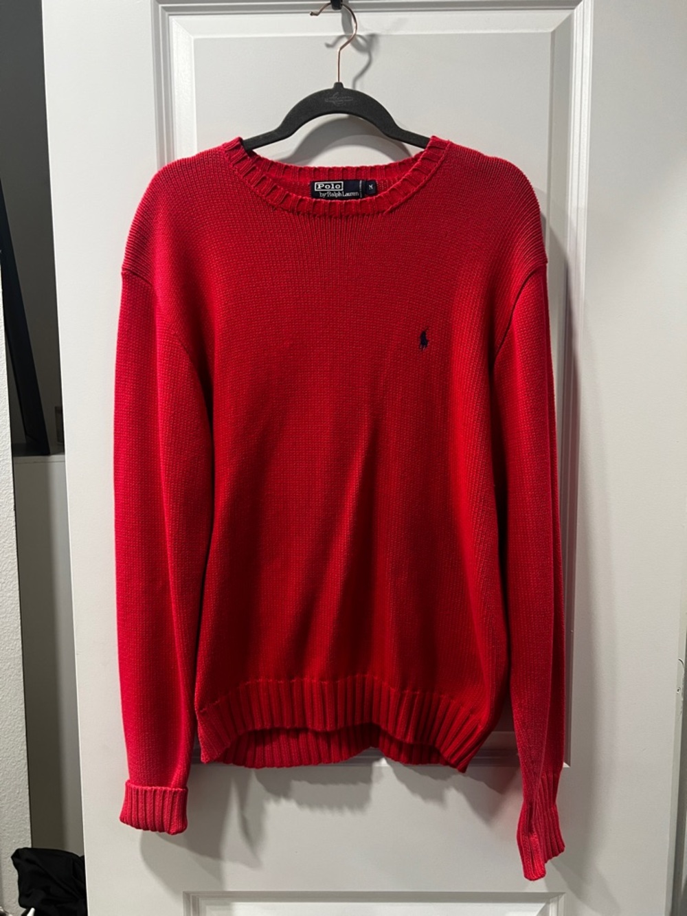 Ralph Lauren Red Crewneck Sweater with Navy Pony